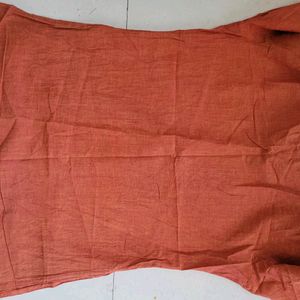 Orange Embroidered Fabindia Short Kurti