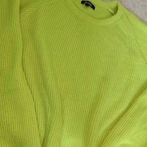 Neon Yellow Crop Sweat Shirt