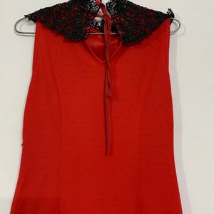 Red Fish-cut Dress