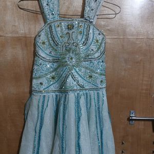 Net Frock With Blue Color Cut Design