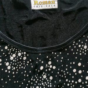 (SALE )Cream Polka Dot Black Top For Women's