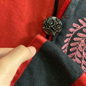 (for winters)Red- Black Embroidered Kurta