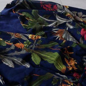 Navy Blue & Green Floral Print Playsuit