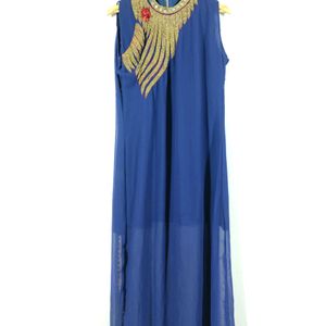 Navy Blue Embroidered Kurti (Women)