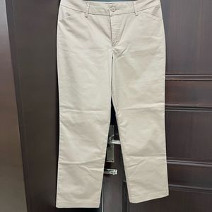 Straight Fit Mid Rise Wrinkle Free Pants