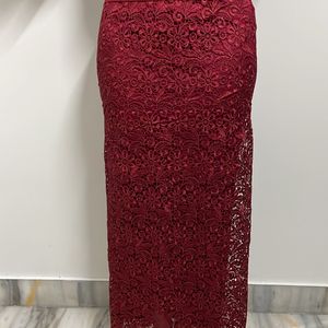 Red/maroon Net Skirt