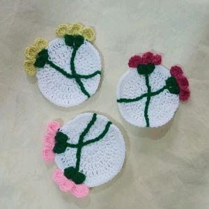 Crocheted Set Of 3 Tea Coasters