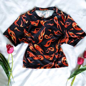 Y2K Hot Flame Crop Top