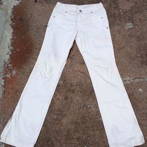 Off White Ankle Slit Cut Jeans