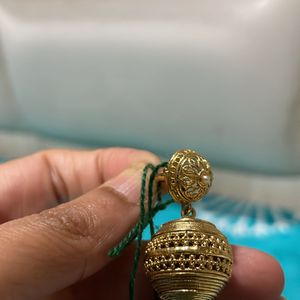 Golden Colour Earrings With Round Base