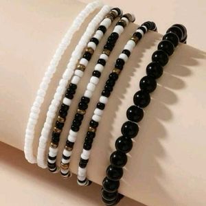 Black White Stack Bracelets 🕸️