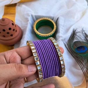 9 Set Of Combo Handcrafted Silk Bangle