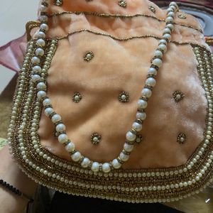 Pitch Pearl Beaded Potli