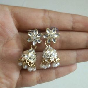 Beautiful White Colour Jhumkas