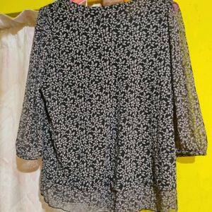 Vintage Printed U Neck Top