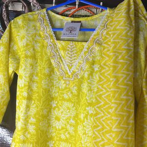 Yellow Women Suit Kurta Plazzo Dupatta Set