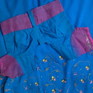 Blue Purple Party Wear Saree