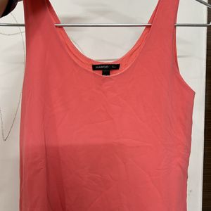 Flowy Peach/light Pink Top With Attached Lining