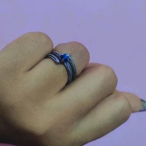 Jewels Galaxy Blue Stone Silver Ring