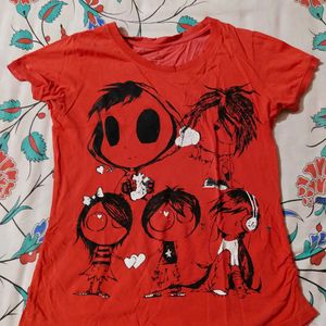 Printed Red T-shirt.