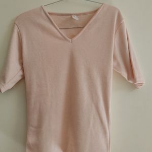 V Neck Peach Top