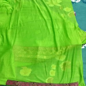 Parrot Green Lycra Saree