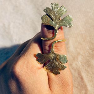 2 Leaves Shape Statement Adjustable Ring