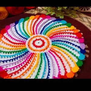 Handmade Crocheted Woolen Table Mat.