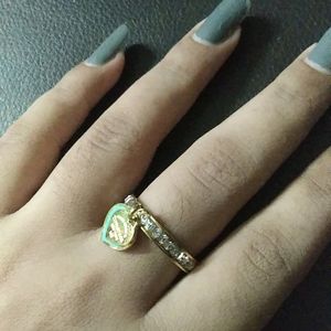 Gold Plated Double Hearted American Diamond Ring