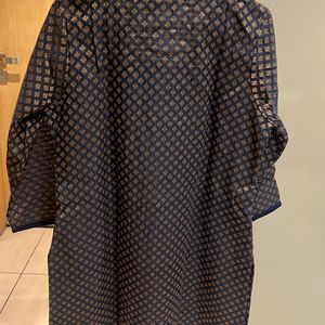 Black Copper Motif Banarasi Silk Kurta