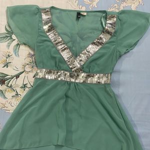 H&M Green Top With Shimmery Borders