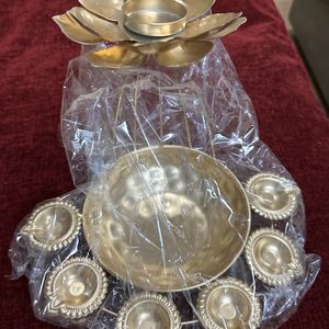 Brass 6 Table Diya Stand for Diwali