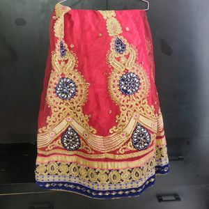 Red Heavy Work Lehenga