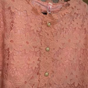 A Pink Ombre Embroided Top