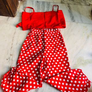 Red Co-ord Set With Belt