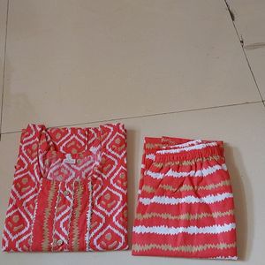 New Cotton Kurta Pant Set - Size L