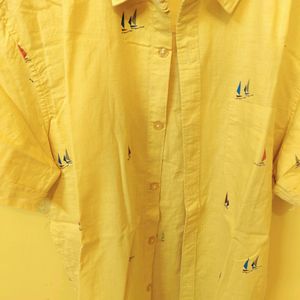 Highlander Yellow Pure Cotton Casual Half Shirt