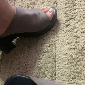 Grey And Black Wedges (Women)heels Grab Fast
