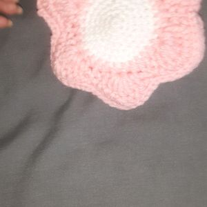 Crochet Pink Flower Bag Charm