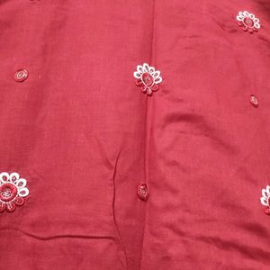 Maroon Embroidered Short Kurti