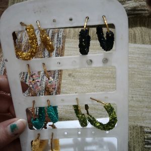 6 Pair  Glitter Earrings