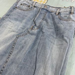 Faded Denim Skirt