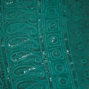 GREEN CHIKANKARI KURTI