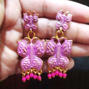 Pink Butterfly Earrings For Girls And Women