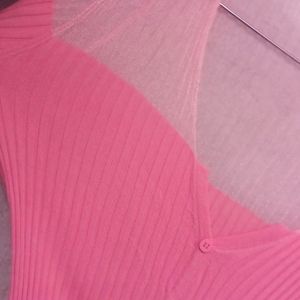 Ribbed Pink Top For Women