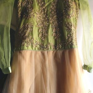 green creme gown