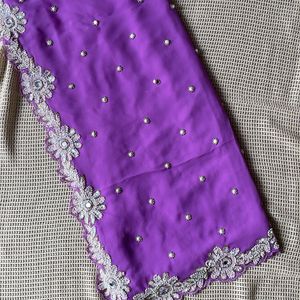 Light Purple Heavy Saree with Stitched Blouse