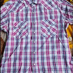 Pink White Checks Shirt