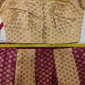 Pink And Gold-Cream Half Sari