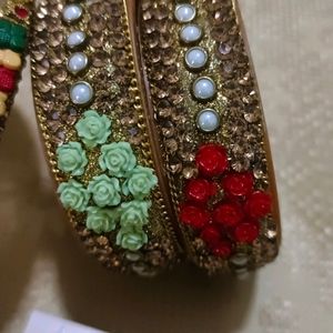 Multicolour Kangan And Earrings